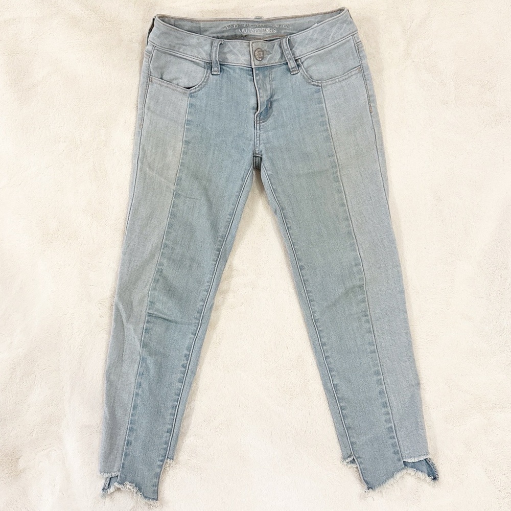 American Eagle Outfitters Two Toned Jegging Cropped Jeans Size 0 Short NWOT